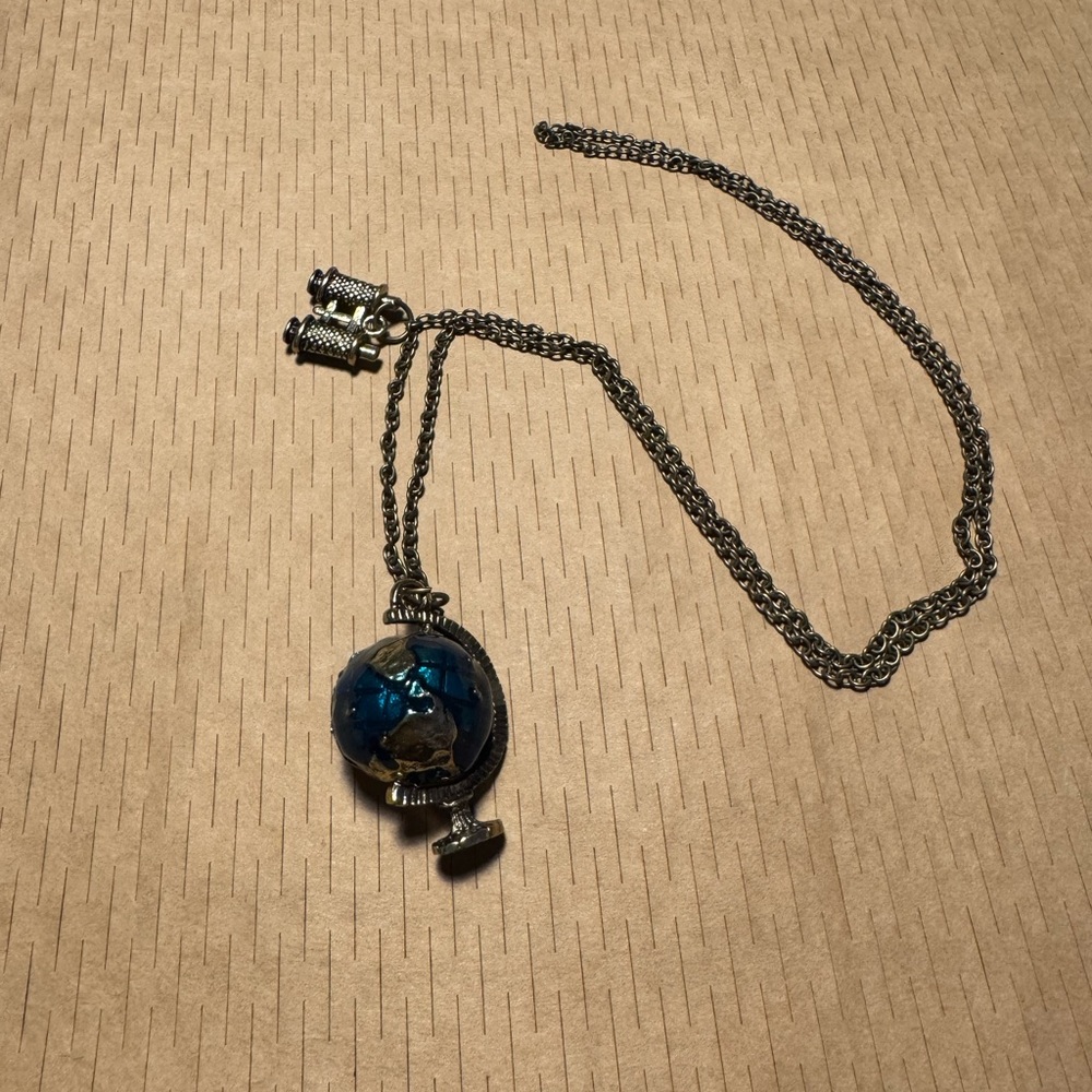Silver Chain with Blue Globe Pendant